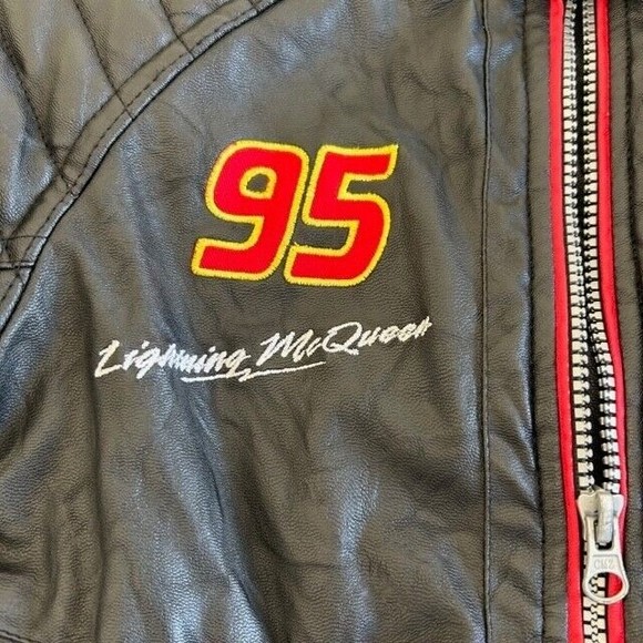 Disney Cars Lightning McQueen Faux Leather Racing Jacket  Sz 5/6 Race Car Driver - Picture 8 of 12